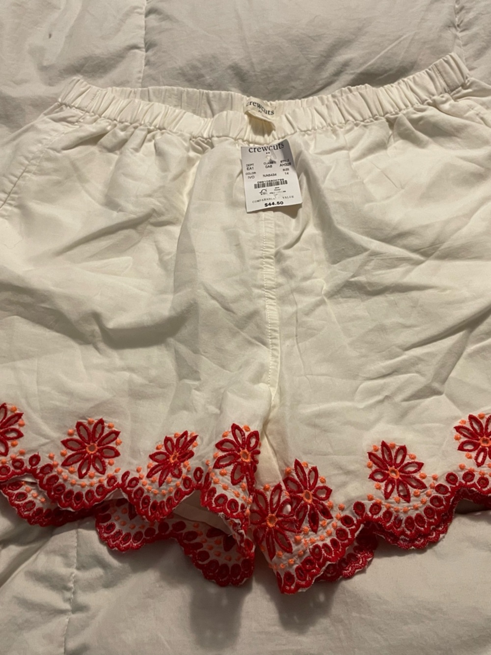 crewcuts White Embroidered Floral Hem Shorts New with tags girls